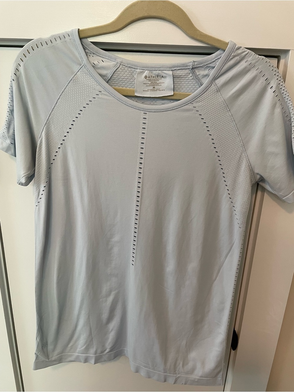 Athleta Light Blue Short-Sleeve Perforated Performance Tee